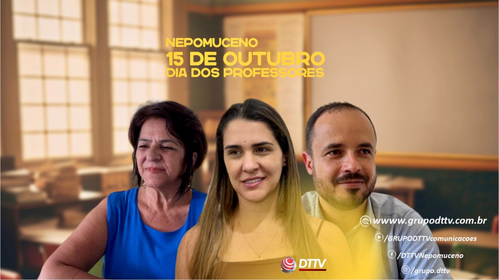 Neste Dia dos Professores, a DTTV presta homenagem a todos os educadores que dedicam suas vidas a ensinar com carinho, sabedoria e propósito. Parabéns, professores de Nepomuceno!