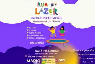 Crianças brincam e se divertem na Festa das Crianças em Nepomuceno, realizada na Rua José Antunes Júnior.