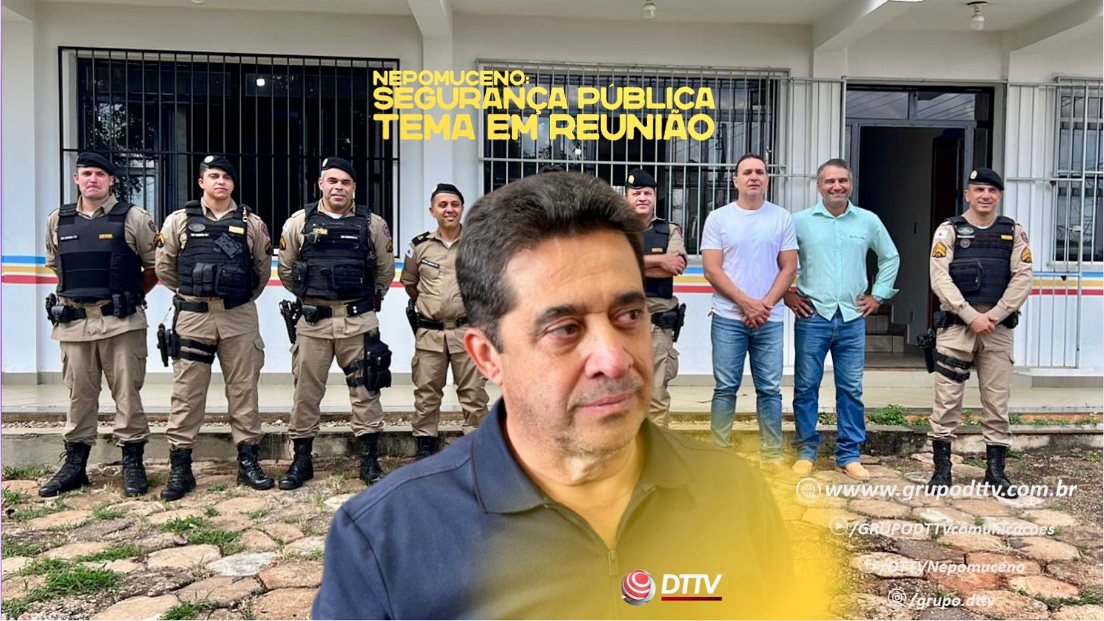 Deputado Sargento Rodrigues em reunião com lideranças de Nepomuceno, discutindo segurança pública e valores sociais.