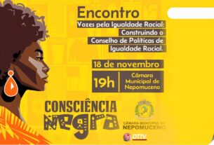 Vereador Ronaldo Bispo, conhecido como Macarrão, fala sobre a primeira campanha de conscientização da Consciência Negra em Nepomuceno, promovida pela Câmara Municipal, que contará com palestras, apresentações culturais, poesias e exposição fotográfica.