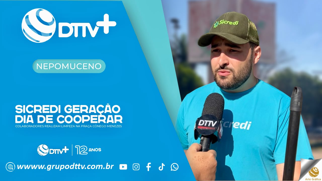 Colaboradores do Sicredi Gerações participaram de ação de limpeza e plantio de flores na Praça Cônego Menezes, em Nepomuceno.