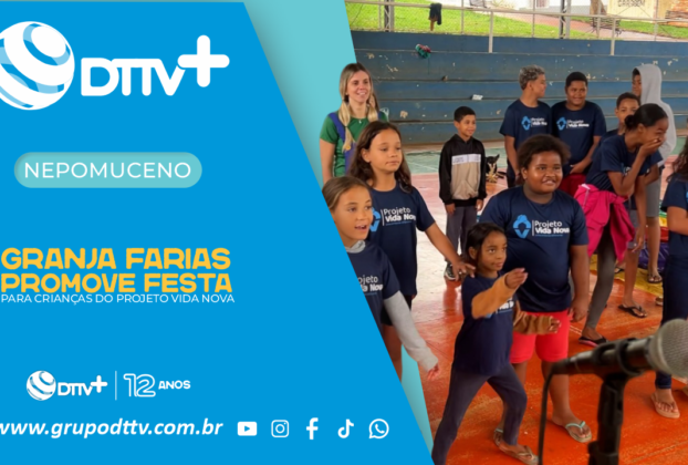 Festa infantil em Nepomuceno reúne crianças em atividade promovida pela Granja Farias e pelo Projeto Vida Nova.