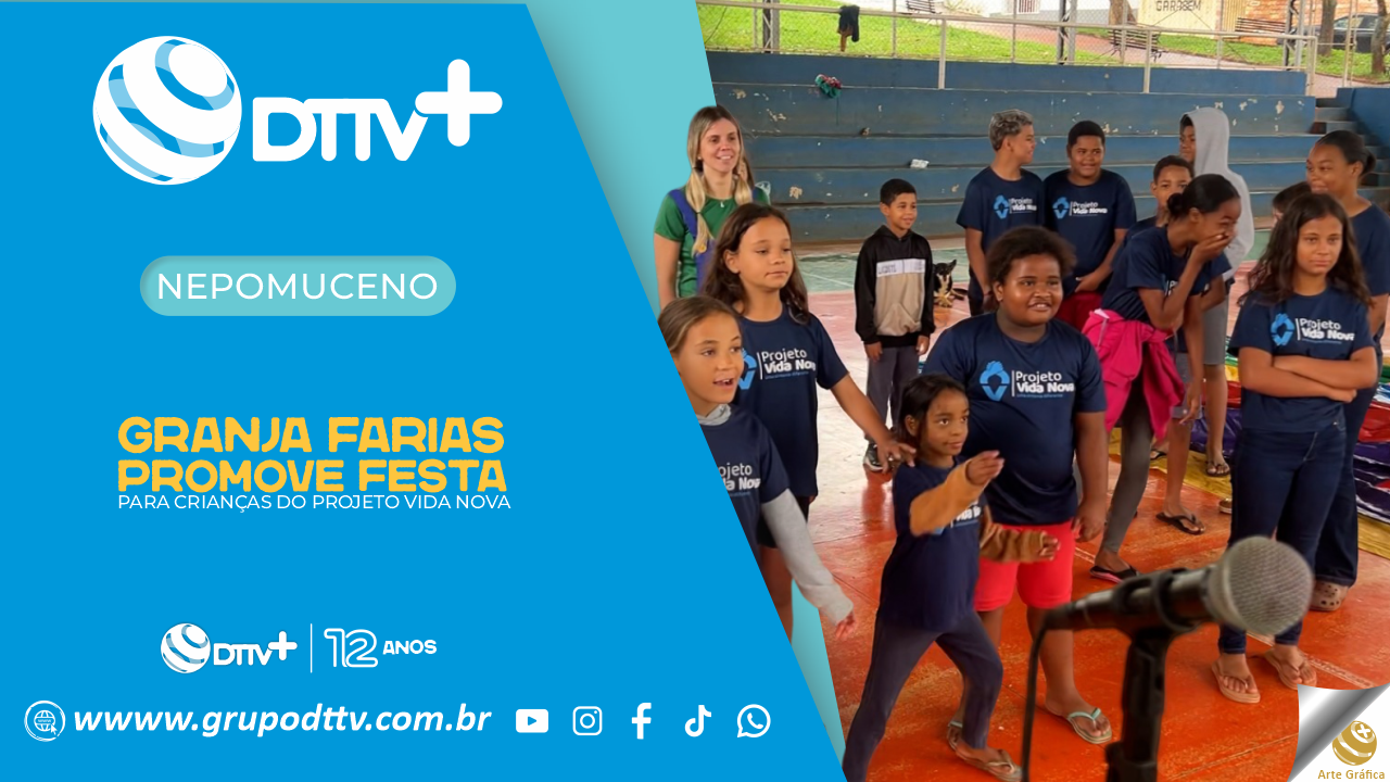Festa infantil em Nepomuceno reúne crianças em atividade promovida pela Granja Farias e pelo Projeto Vida Nova.